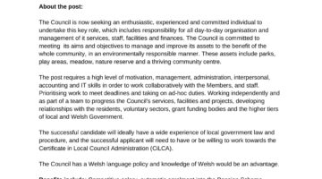 Job advert for Clerk vacancy as a picture. Text is in the word document link